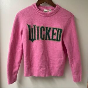 Universal Pink Crewneck Sweater with Green 'WICKED' Logo